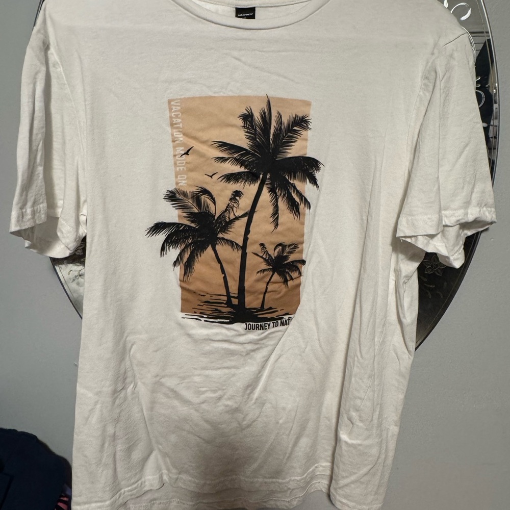 NFINITY White Tee with Palm Tree Graphic
